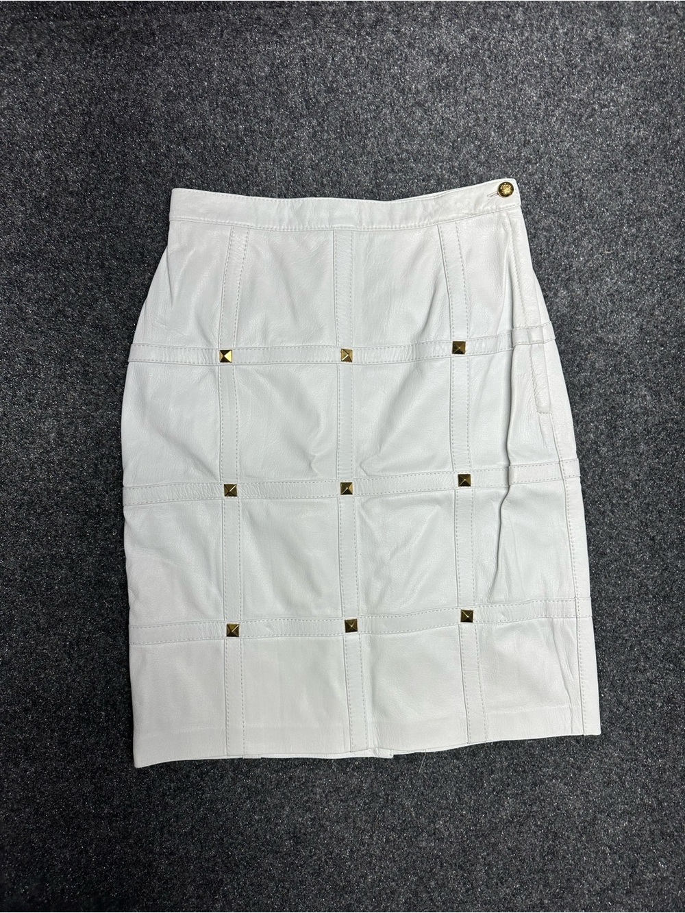 Vintage white leather mini skirt studded indie sleeze punk rock goth vamp sexy